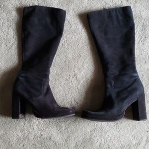 Nine West Sz 10 suede black boots w/ 4 inch heel